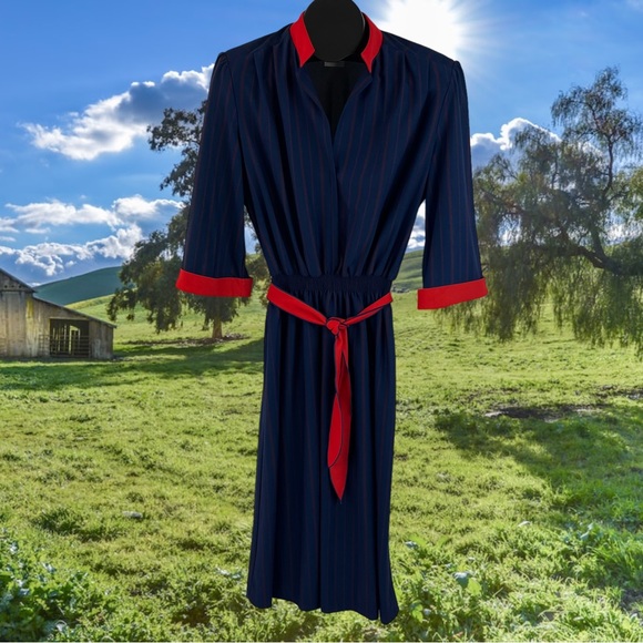 Vintage LeHigh 3/4 Sleeve Dress w/ Shoulder Pads Size *18 - Picture 8 of 13